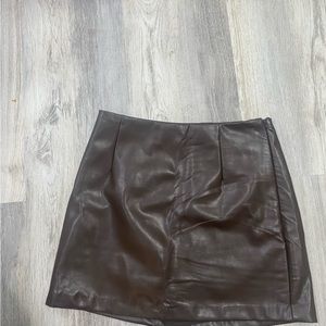 A&F Vegan Leather Mini Skort - Chocolate Brown